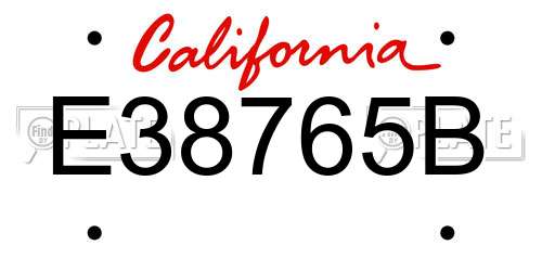 E38765B California License Plate
