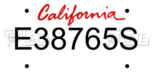 E38765S California License Plate