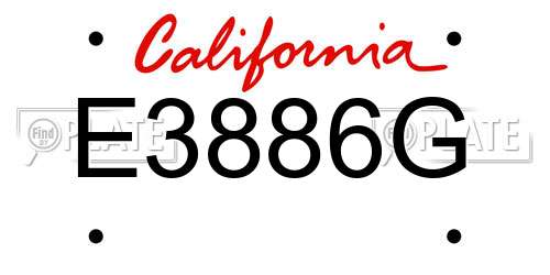 E3886G California License Plate
