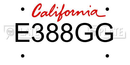 E388GG California License Plate