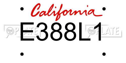 E388L1 California License Plate