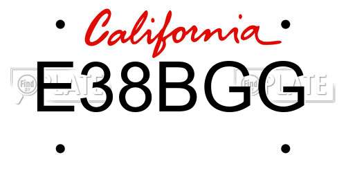 E38BGG California License Plate