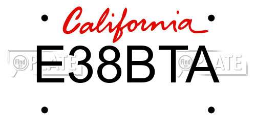 E38BTA California License Plate