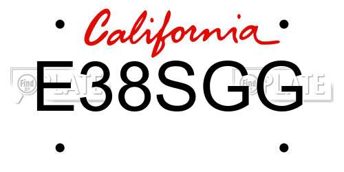 E38SGG California License Plate