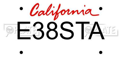 E38STA California License Plate