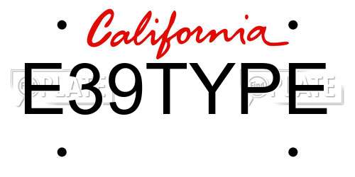 E39TYPE California License Plate