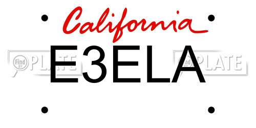 E3ELA California License Plate