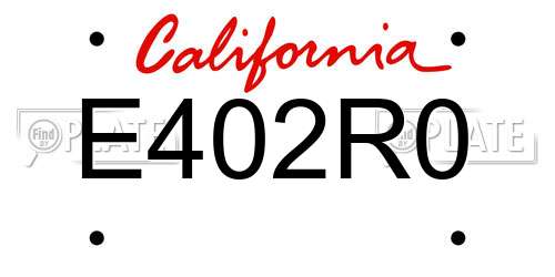 E402R0 California License Plate