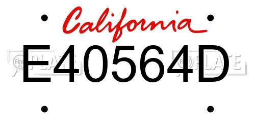 E40564D California License Plate