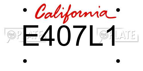 E407L1 California License Plate