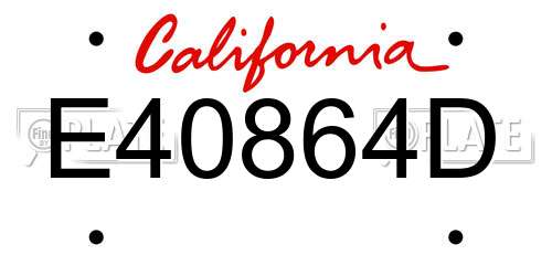 E40864D California License Plate