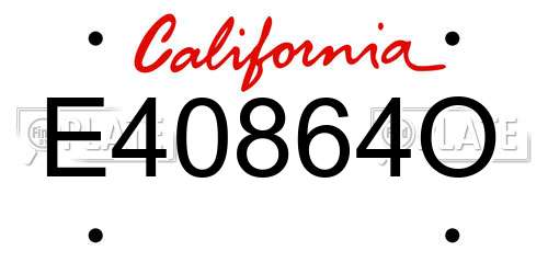 E40864O California License Plate