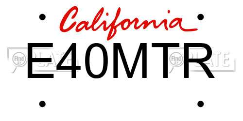 E40MTR California License Plate