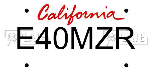 E40MZR California License Plate