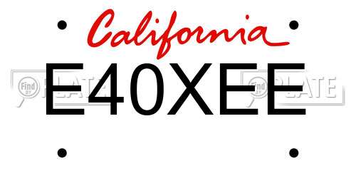 E40XEE California License Plate