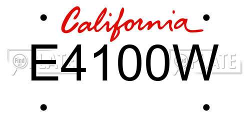 E4100W California License Plate