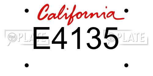 E4135 California License Plate