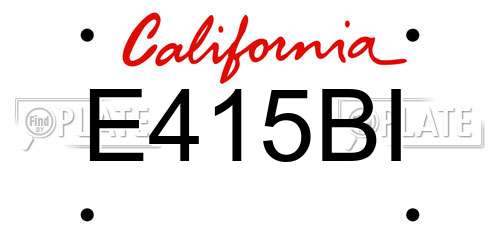 E415BI California License Plate