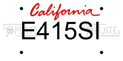 E415SI California License Plate
