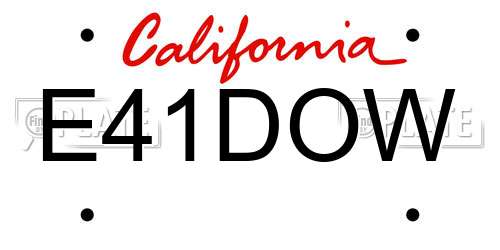 E41DOW California License Plate