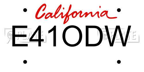 E41ODW California License Plate