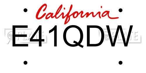 E41QDW California License Plate