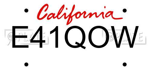 E41QOW California License Plate