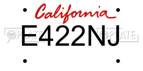 E422NJ California License Plate