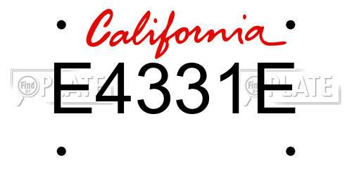 E4331E California License Plate