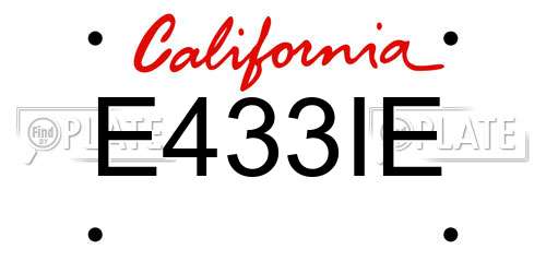 E433IE California License Plate