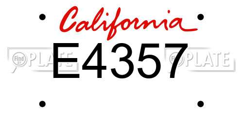 E4357 California License Plate