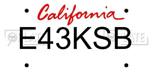 E43KSB California License Plate