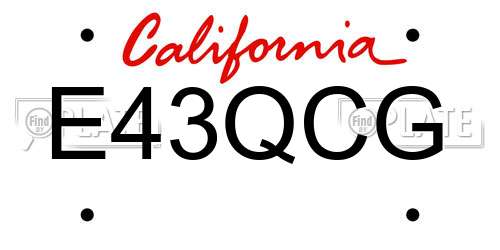 E43QCG California License Plate
