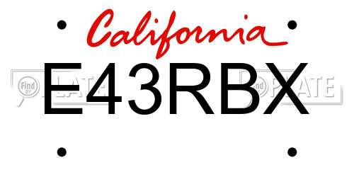 E43RBX California License Plate