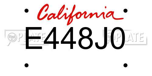 E448J0 California License Plate