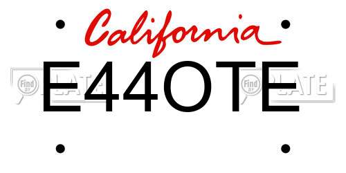 E44OTE California License Plate