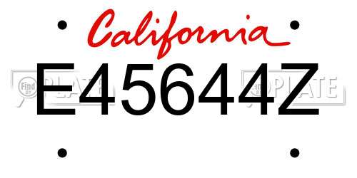 E45644Z California License Plate