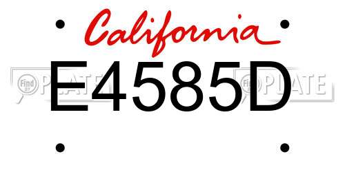 E4585D California License Plate