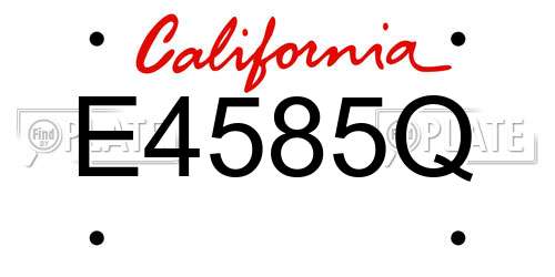 E4585Q California License Plate