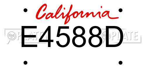 E4588D California License Plate