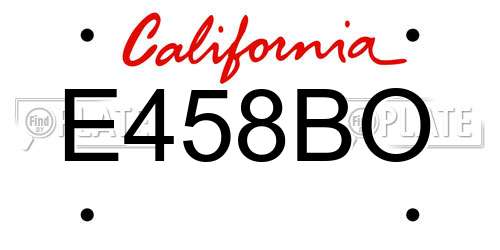 E458BO California License Plate