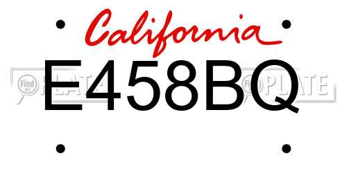 E458BQ California License Plate