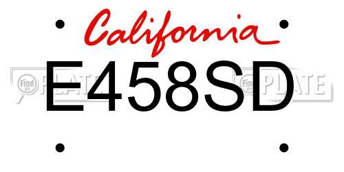 E458SD California License Plate