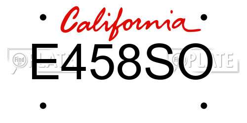 E458SO California License Plate