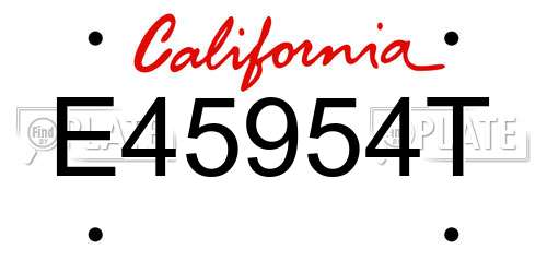 E45954T California License Plate