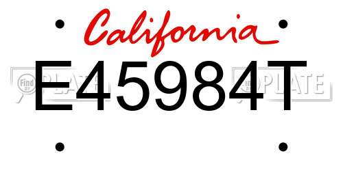 E45984T California License Plate