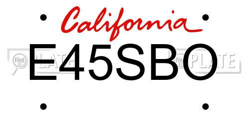 E45SBO California License Plate