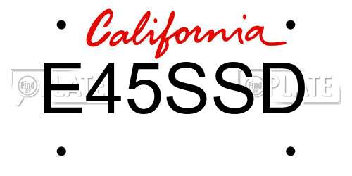 E45SSD California License Plate