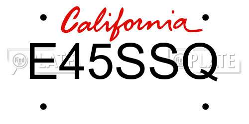 E45SSQ California License Plate