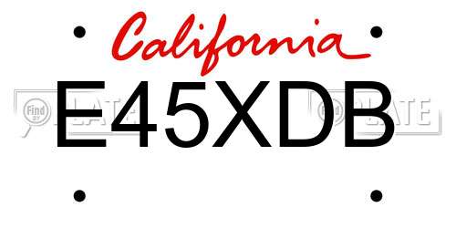 E45XDB California License Plate